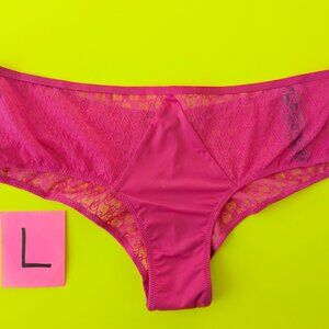 Victoria's Secret Size L Luxe Lace Pink Iconic by VS Cheeky Panty